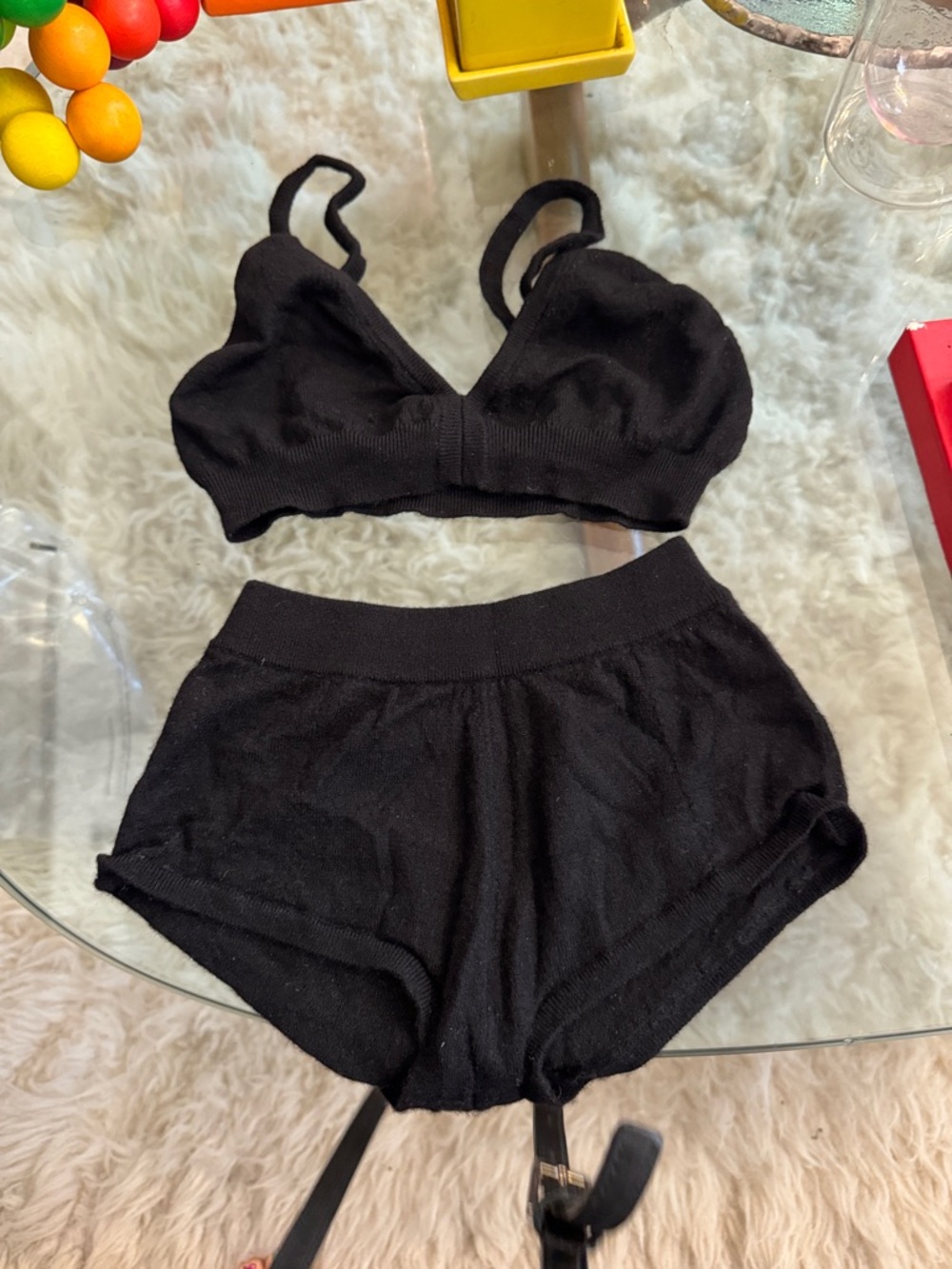 Kiki de Montparnasse Cashmere Bralette High Waist Short Set XS - Picture 2 of 5